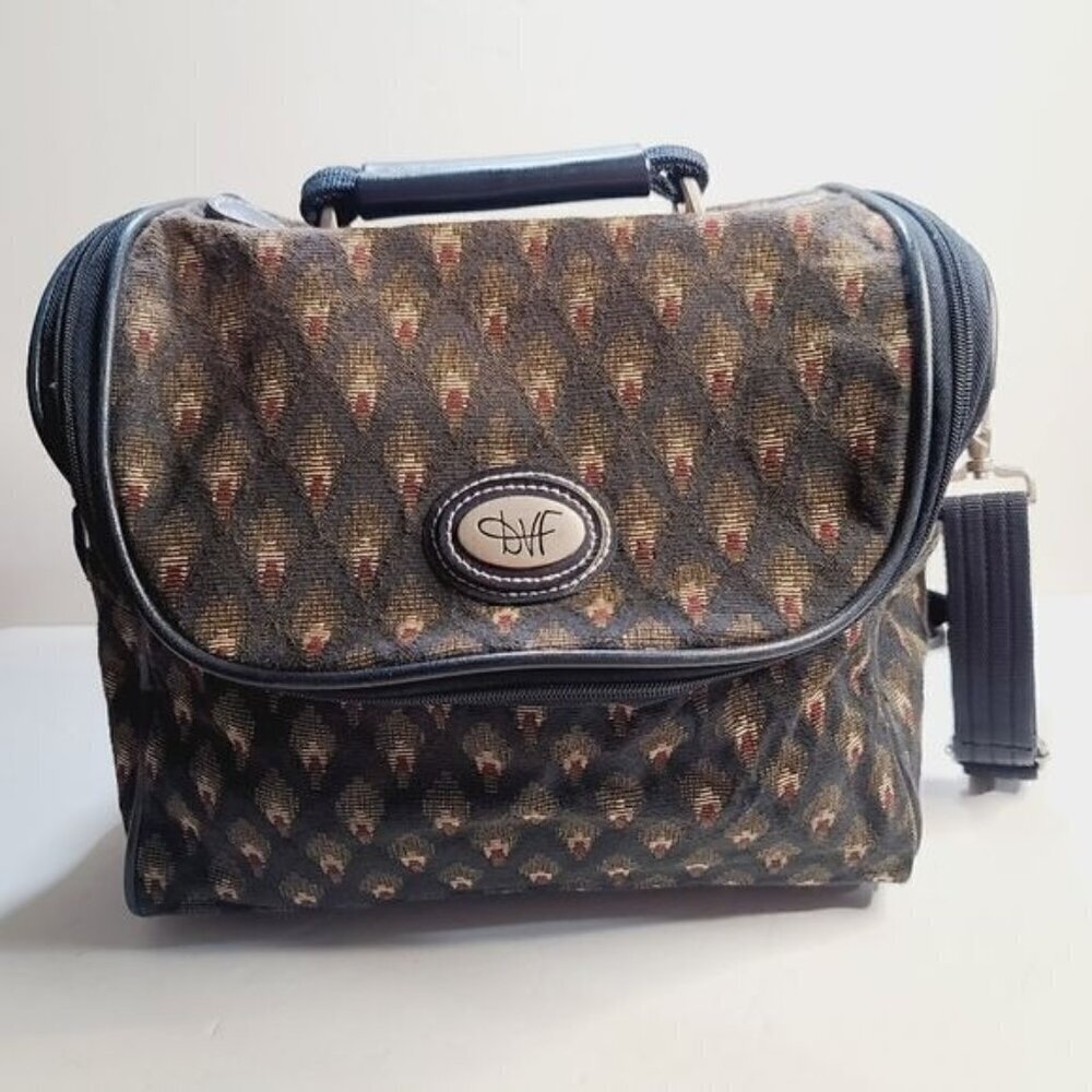 Vintage DVF Diane Von Furstenberg Ikat Fabric Over Night Travel Bag Luggage